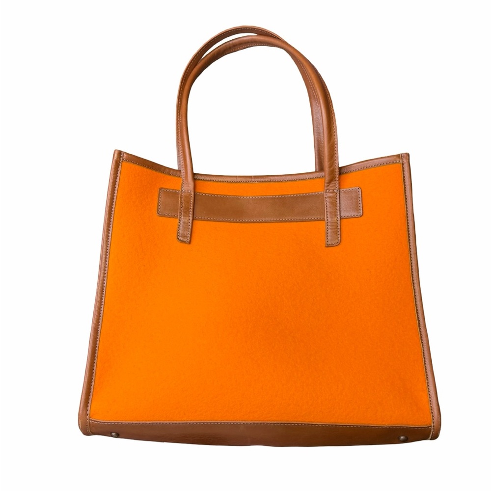 🧡 Graf Lantz Orange‎ Felt Leather Trim Tote Bag OS 🧡